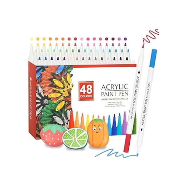 Canetinhas De Pintura De Tinta Acrílica, Marcadores de Tinta Acrílica Para Madeira, Tela, Pedra, Vidro, Superfícies Cerâmicas, Artesanato, Tecido, Plástico, Fabricação de Cartões (48)