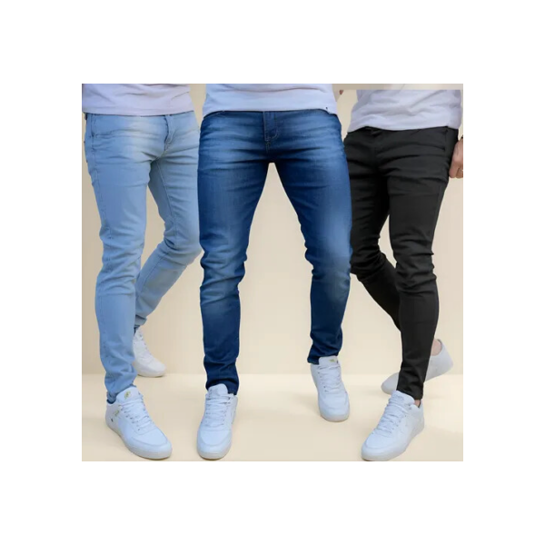 Kit 3 Calça Masculina Com Lycra Roupas Skinny Justa Premium
