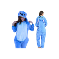 Pijama Fantasia Stitch Adulto Unisex De Plush Com Zíper