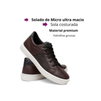 Sapatênis Masculino Em Couro Com Palmilha Conforto Ortopedico Social Casual Promoção Lançamento
