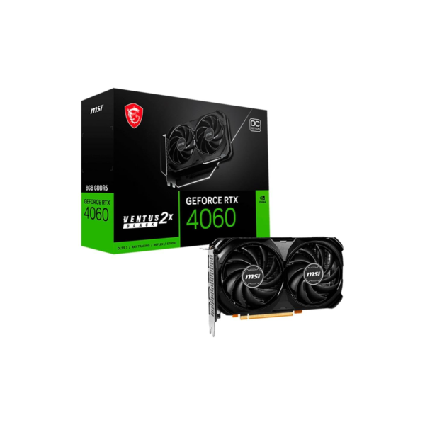 Placa de Vídeo RTX 4060 VENTUS 2x Black OC MSI NVIDIA GeForce, 8GB GDDR6, DLSS, Ray Tracing