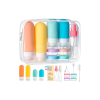 Kit 17  Potes Frascos Silicone Viagem Creme Cosméticos