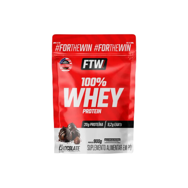 Whey Protein 100% Concentrado Refil 900g Sabor Chocolate - FTW