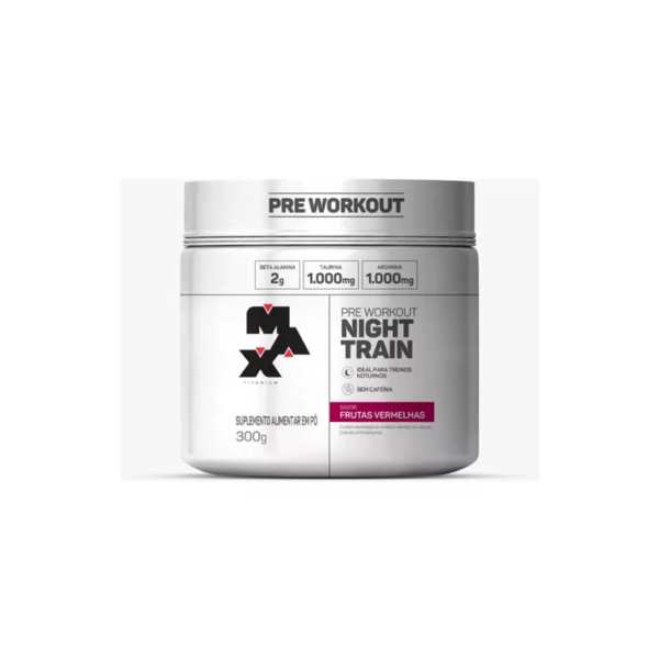 Suplemento Pó Pré Treino Max Titanium Night Train Pote 300gr Sabor Frutas Vermelhas