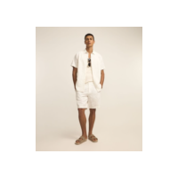 Bermuda Reta em Algodão com Textura Jacquard Off White