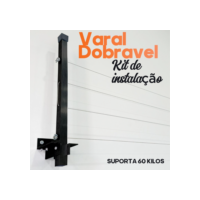 Varal De Parede Retrátil Em Aço Dobrável, Articulado, Cabo De Aço Encapado 60 Kg ENVIO IMEDIATO