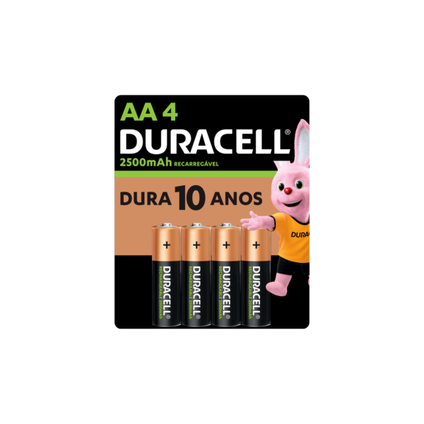 Pilha Recarregável AA Pequena Duracell Com 4 Unidades