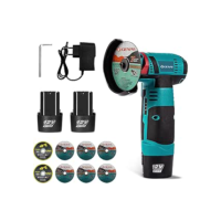 12V Mini Esmerilhadeira Angular Portátil, 2 Baterias, 19500 RPM, Com 8 Discos de Corte, Corte e Polimento para Metal, Pedra, Madeira, Mármore – Compacta e Recarregável