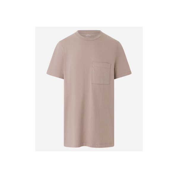 Camiseta Comfort em Meia Malha com Bolso Bege