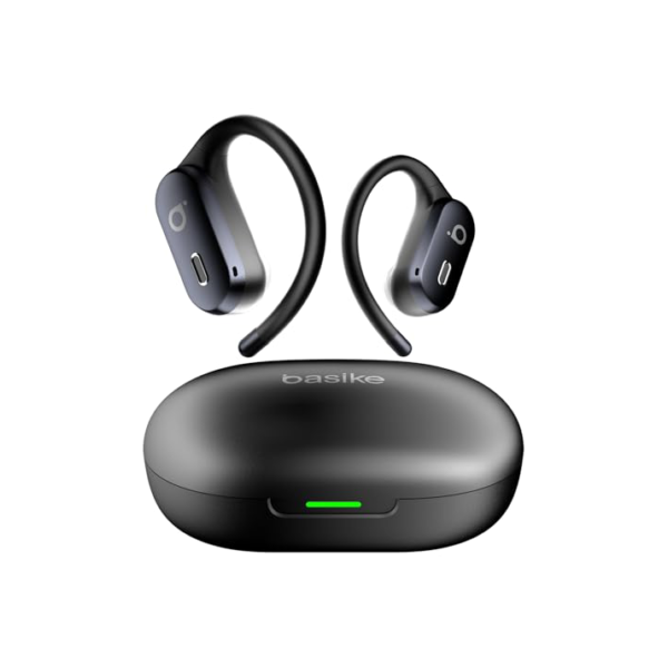 Basike Fone de Ouvido Bluetooth 5.4 TWS Esportivo, Som Hi-Fi Estéreo, ANC Cancelamento de Ruído & Modo Transparência, Microfone com ENC, IPX6 para Corrida e Exercícios ao Ar Livre – Preto