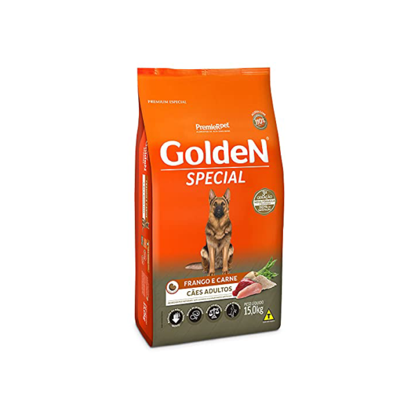 Premier Pet Golden Special - Ração para Cães Adultos, Sabor Frango e Carne, 15kg