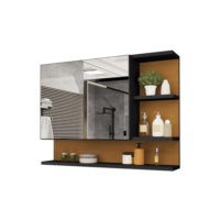 Armario Espelheira Para Banheiro 1 Porta Cleópatra (Preto/Flexcollor)
