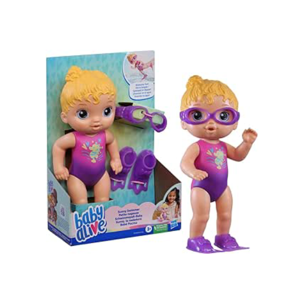 Baby Alive Boneca Sunny Swimmer - Cabelos Loiros Boneca de 25 cm em plástico com acessórios - Brinquedo para meninas e meninos a partir de 3 anos