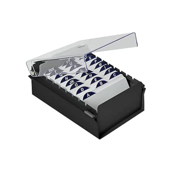 Fichário para Fichas Tamanho 3x5 (Índice Incluso), Acrimet, 921.7 (Preto com Tampa Cristal)