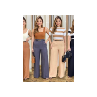 Calça Pantalona Feminina ZARA Modelo Social Alfaiataria Cintura Alta com Cinto Bolso Elegância Luxo Tendencia Blogueira