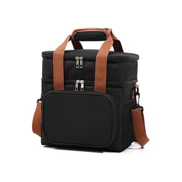 Bolsa Termica Marmita Lancheira Grande Alça Ombro Trabalho Passeio Academia Dois Andares (Bolsa Preta)
