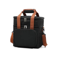 Bolsa Termica Marmita Lancheira Grande Alça Ombro Trabalho Passeio Academia Dois Andares (Bolsa Preta)