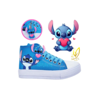 Tenis Infantil Botinha Lilo E Stitch Menina Com Chaveirinho