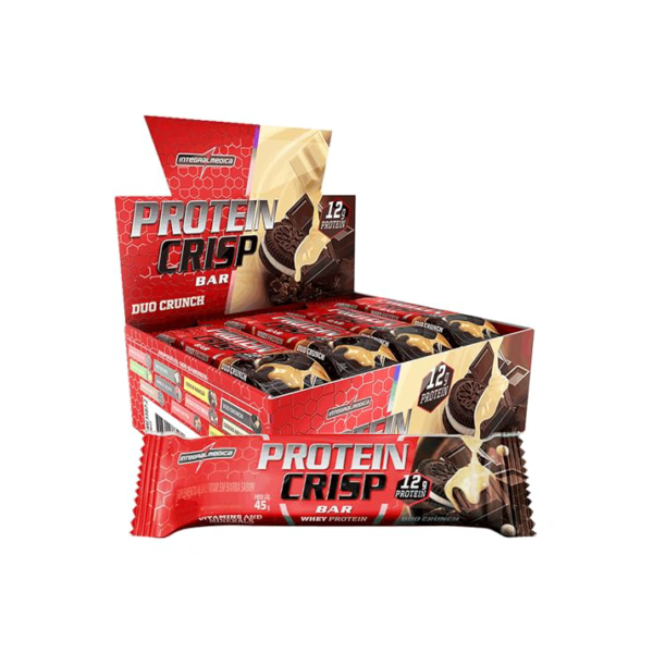 Integralmedica - Barra de Proteína Whey Protein Crisp Bar Duo Crunch - Snack Proteíco - Pré e Pós-Treino - Display com 12 Unidades