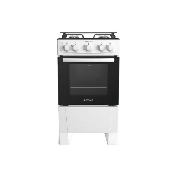 Fogão 4 Bocas Branco com Mesa Inox Atlas Mônaco Plus