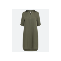 Vestido Curto em Viscose com Manga 3/4 Verde Oliva