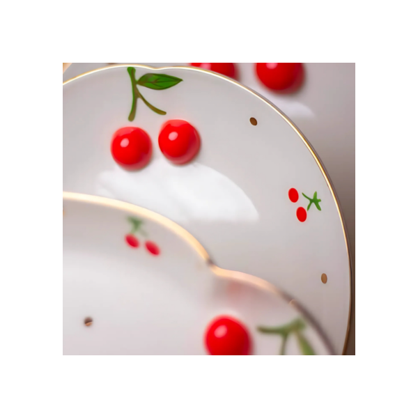 Prato Travessa de Porcelana com Cerejas 3D