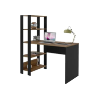 Escrivaninha com Estante Lateral MATCH cor Preto/Pinho - Artely