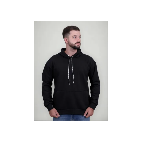 Moletom Canguru Algodão Unissex Blusa De Frio Flanelado Liso