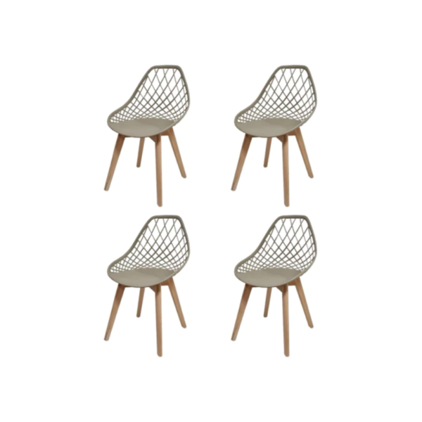 Kit com 4 Cadeiras Kaila Pp Wood - Cores