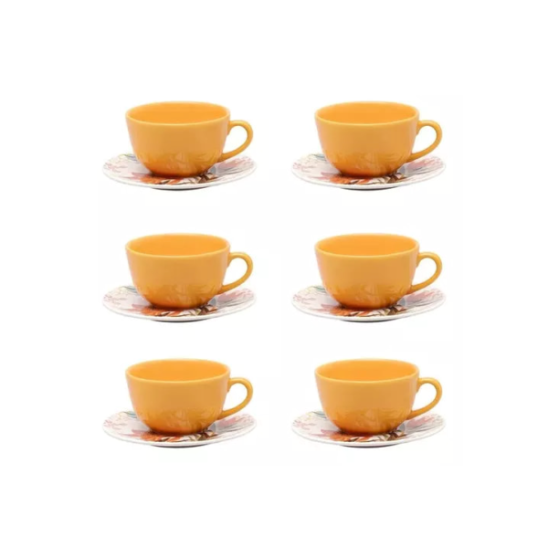 Conjunto De 6 Xícaras C/ Pires Unni Buquê Tropical Oxford Cor Diversas Diversas