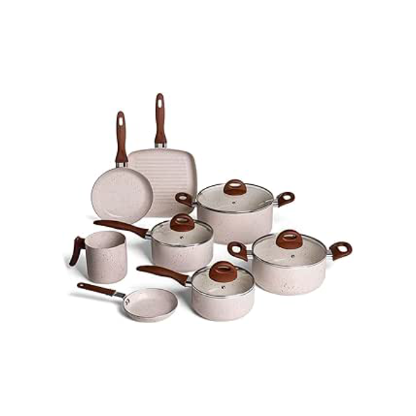 Brinox - Jogo de Panelas 8 Peças Ceramic Life Smart Plus - Vanilla
