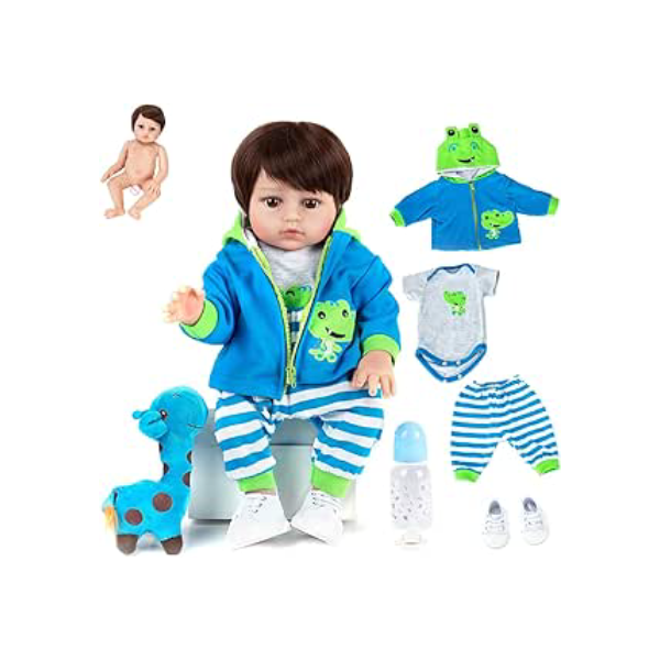 Brastoy Bebê Reborn Boneco Silicone Menino (48cm Girafinha Menino Boneco)