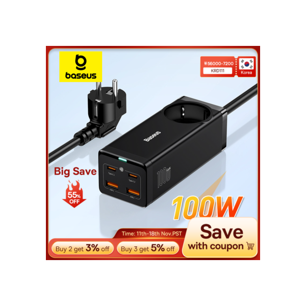 Baseus-Estação de carregamento de energia desktop, carregador rápido para iPhone 16 15 14 Pro Max Xiaomi Samsung Laptop, 100W, GaN3 Pro