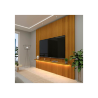 Painel Ripado para Tv até 75 Polegadas com Led 1 Prateleira Nobre 230cm Gelius Móveis Naturale