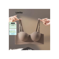 Lovito Casual Sutiã Bralette Feminino Simples Básico LNE37064 (Marrom Mocha/Damasco/Branco/Preto)
