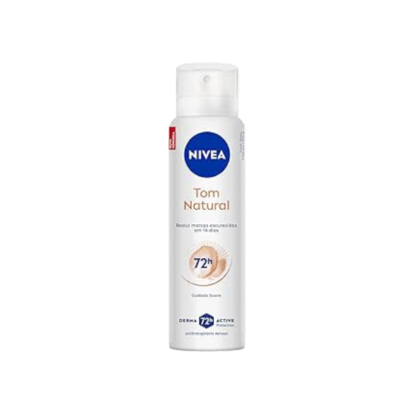 NIVEA Desodorante Antitranspirante Aerossol Tom Natural 150ml - Proteção prolongada de 48h, fórmula 3 em 1: clareia, previne e protege contra manchas, cuidado suave, pele mais clara em 2 semanas