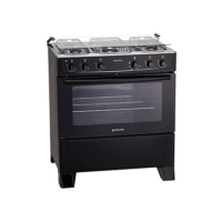 Fogão 5 bocas Atlas Mônaco Plus Preto com Acendimento Automático e Mesa Inox