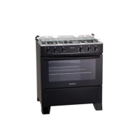 Fogão 5 bocas Atlas Mônaco Plus Preto com Acendimento Automático e Mesa Inox