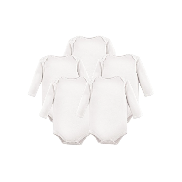 Hudson Baby Bodies unissex de manga comprida de algodão para bebês, Branco, 0-3 Meses