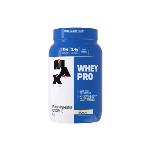 Whey Pro Baunilha Max Titanium Protein Pro Com Bcaa E Aminoácidos 1kg Sabor Baunilha