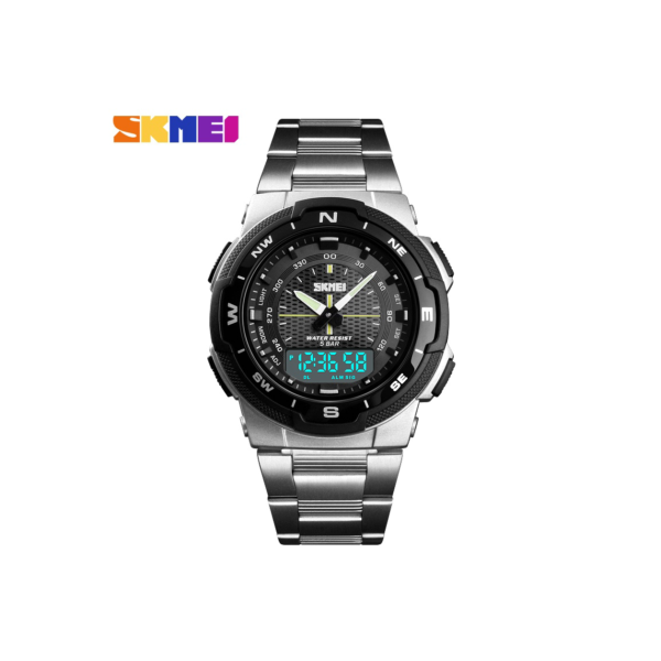 SKMEI 1370 Relógio Esportivo Masculino Impermeável Digital Relógio De Quartzo De Aço Inoxidável