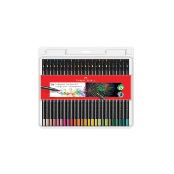 Lápis de Cor, Faber-Castell, EcoLápis Supersoft, 50 Cores, Multicolorido
