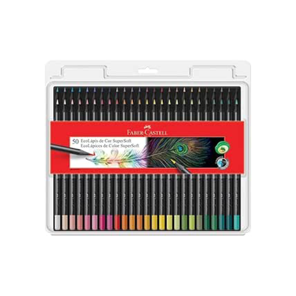 Lápis de Cor, Faber-Castell, EcoLápis Supersoft, 50 Cores, Multicolorido