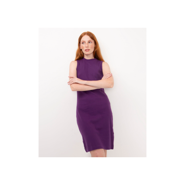 vestido curto de algodão canelado roxo