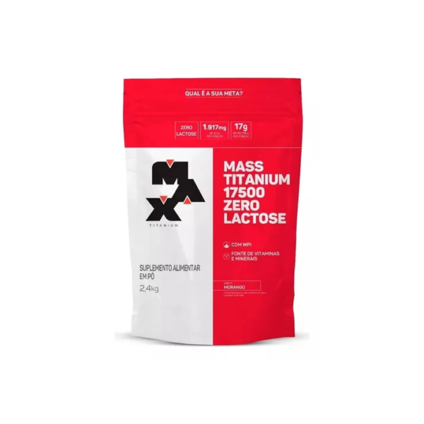 Max Titanium - Mass Titanium 17500 Zero Lactose - Suplemento Em Pó - Sabor Morango