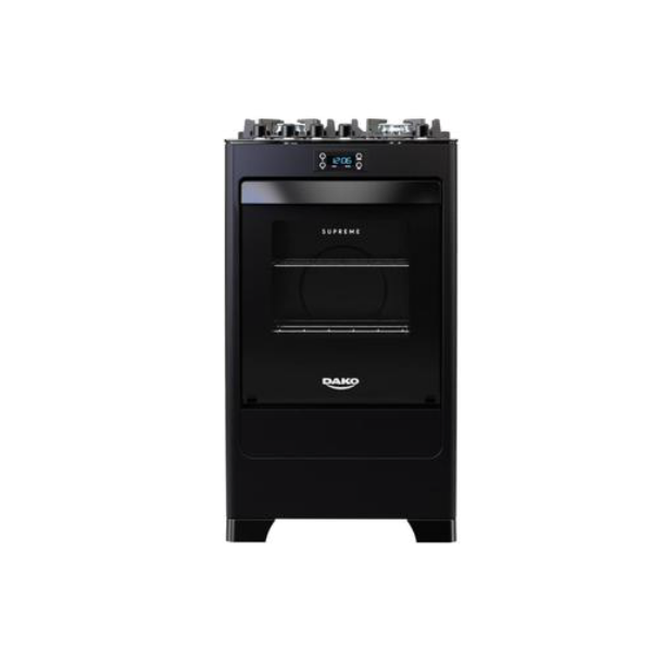 Fogão 4 Bocas Preto com Mesa de Vidro e Timer Digital Dako Supreme Black Glass Bivolt