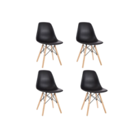 Kit 4 Cadeiras Charles Eames  Pés de Madeira Estilo e Conforto em Cada Assento