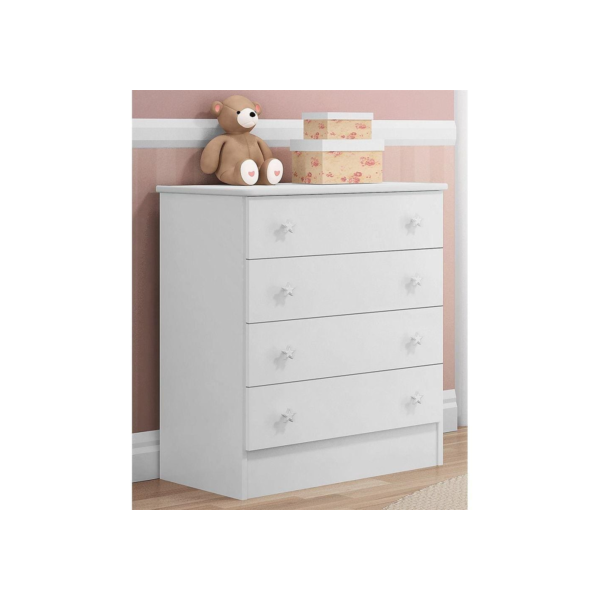 Cômoda Infantil 04 Gavetas Doce Sonho 103 Branco - Qmovi