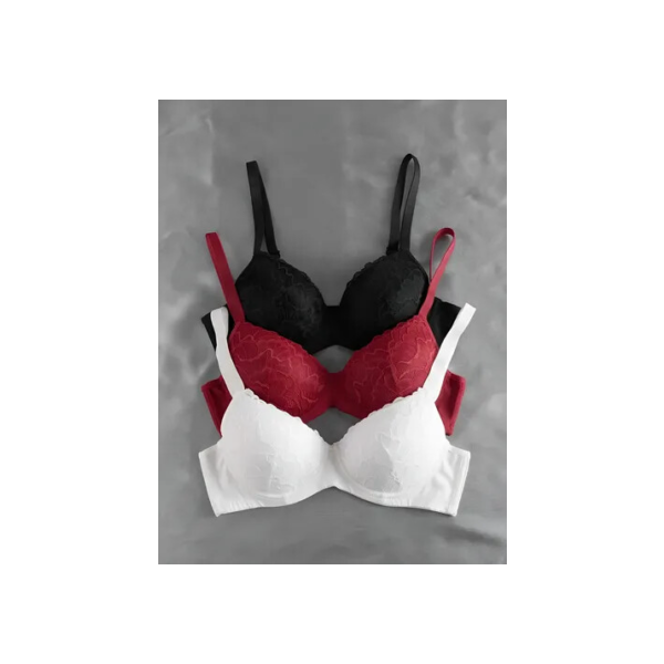Kit 3 Sutiãs Com Bojo Rendado Com Alça Reforçada Revenda