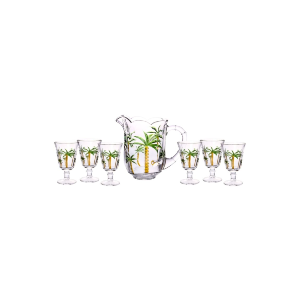 Conjunto Jarra com 6 Taças de Cristal Palm Hand Painting 1,5L/240ml - Lyor REF.: 2-7787-U